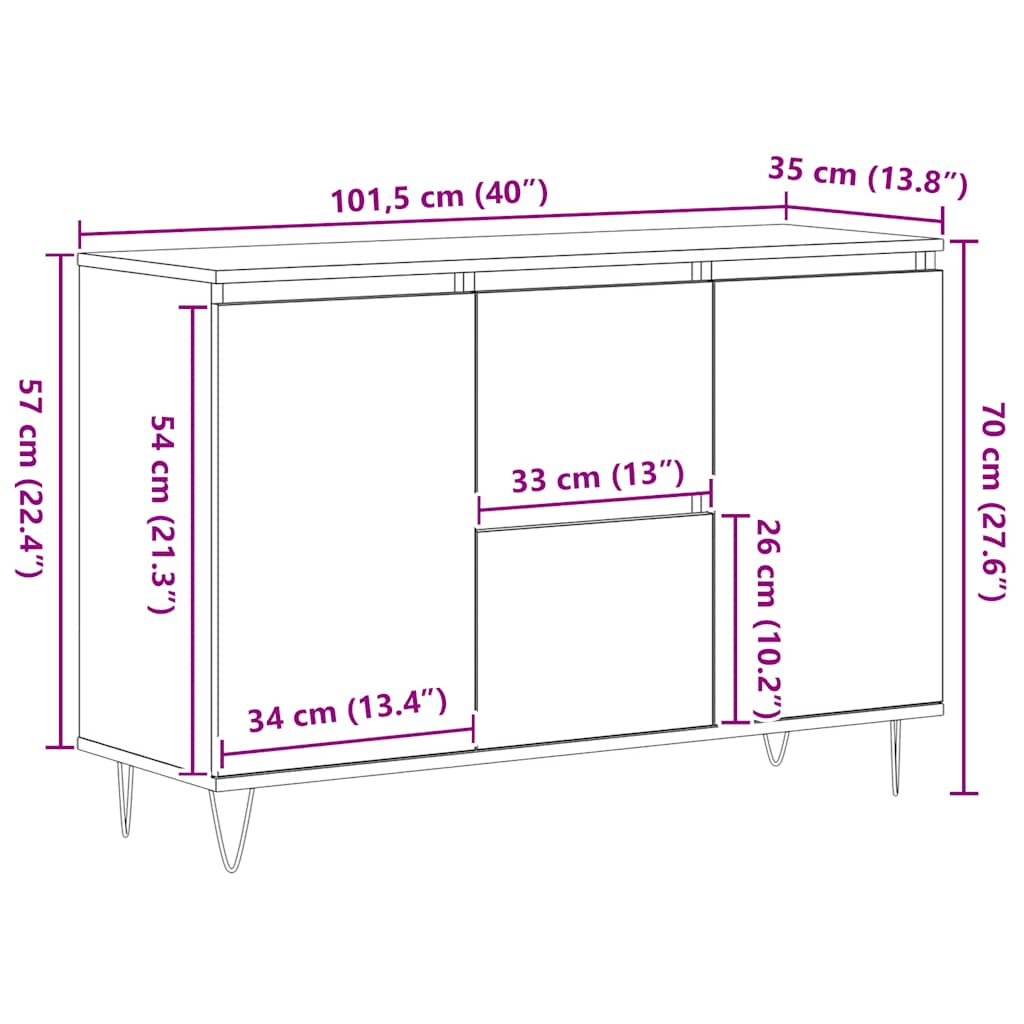 Komoda boja hrasta sonome 101,5x35x70 cm od konstruiranog drva