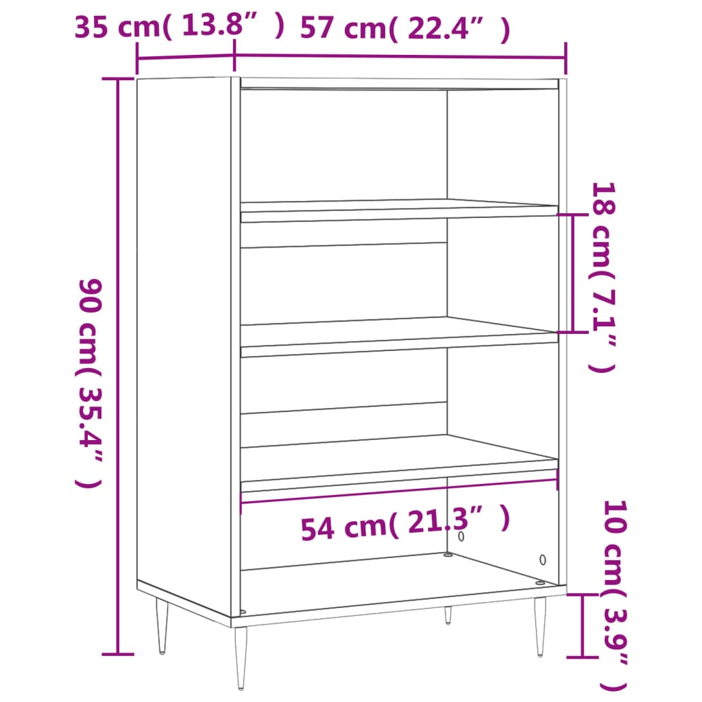 Visoka komoda crna 57 x 35 x 90 cm od konstruiranog drva