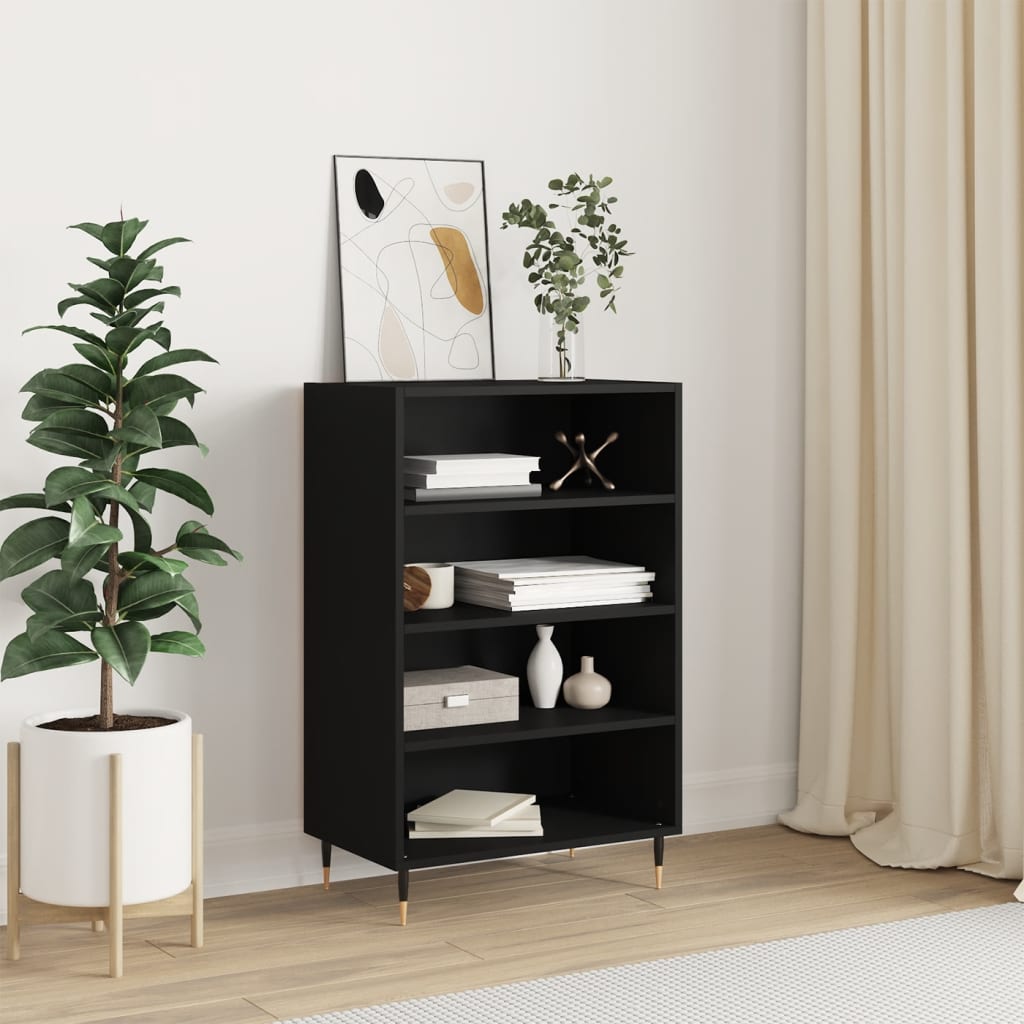 Visoka komoda crna 57 x 35 x 90 cm od konstruiranog drva