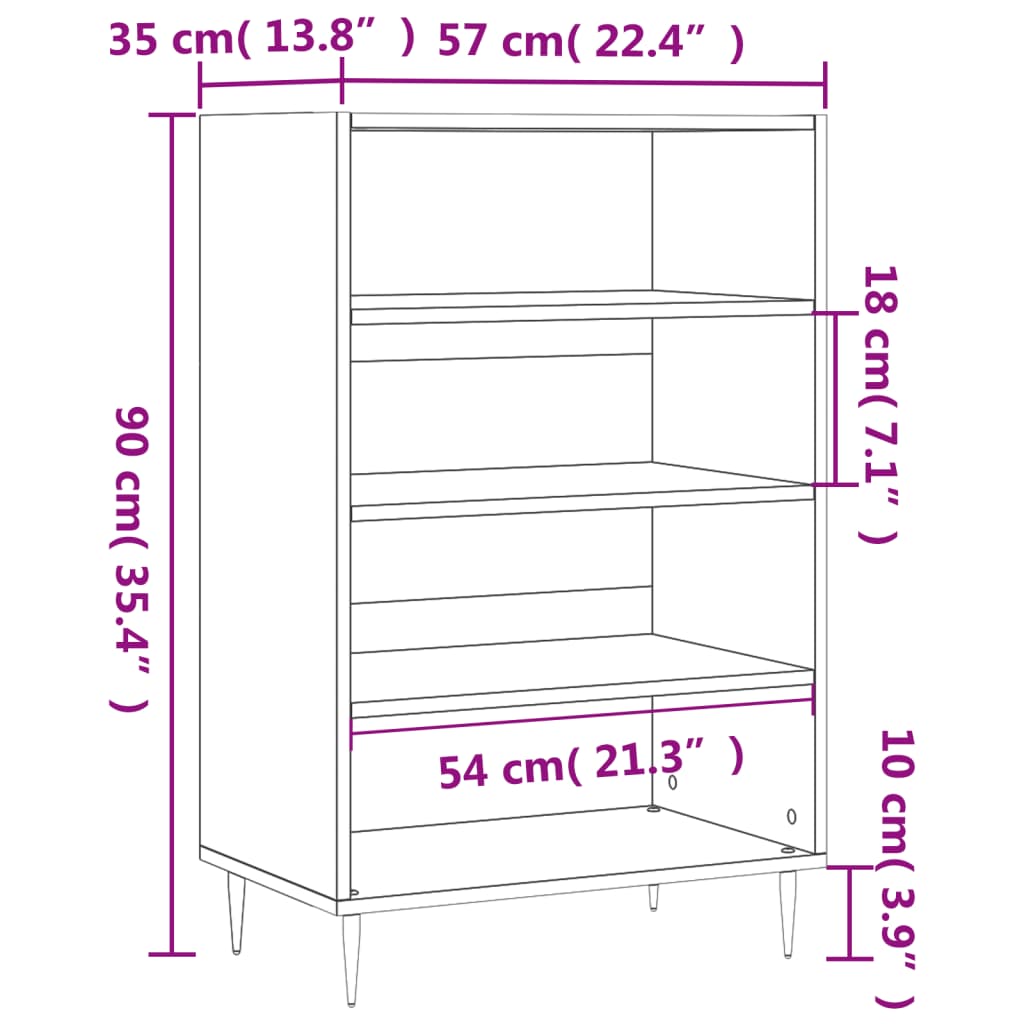 Visoka komoda smeđa boja hrasta 57x35x90 cm konstruirano drvo