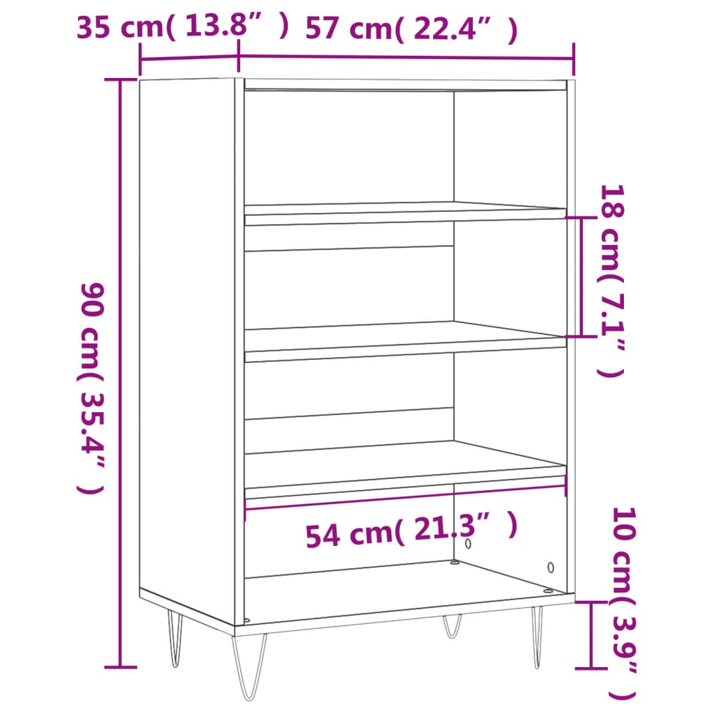 Visoka komoda bijela 57 x 35 x 90 cm od konstruiranog drva