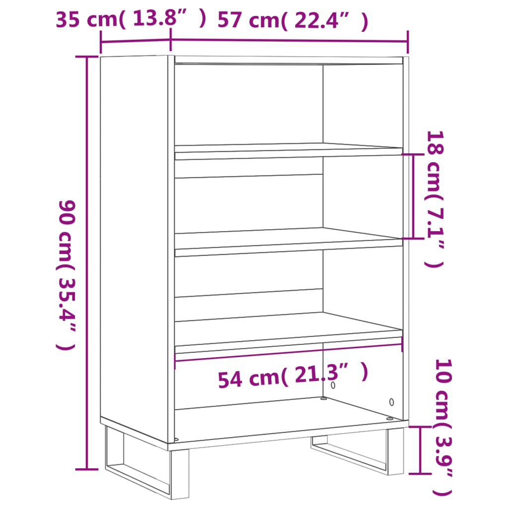 Visoka komoda boja hrasta 57 x 35 x 90 cm od konstruiranog drva