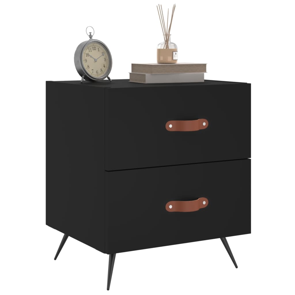 Noćni ormarići 2 kom crni 40 x 35 x 47,5 cm konstruirano drvo