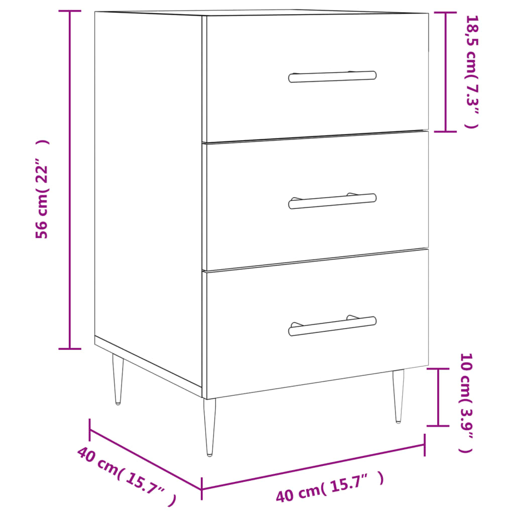 Noćni ormarić bijeli 40 x 40 x 66 cm od konstruiranog drva