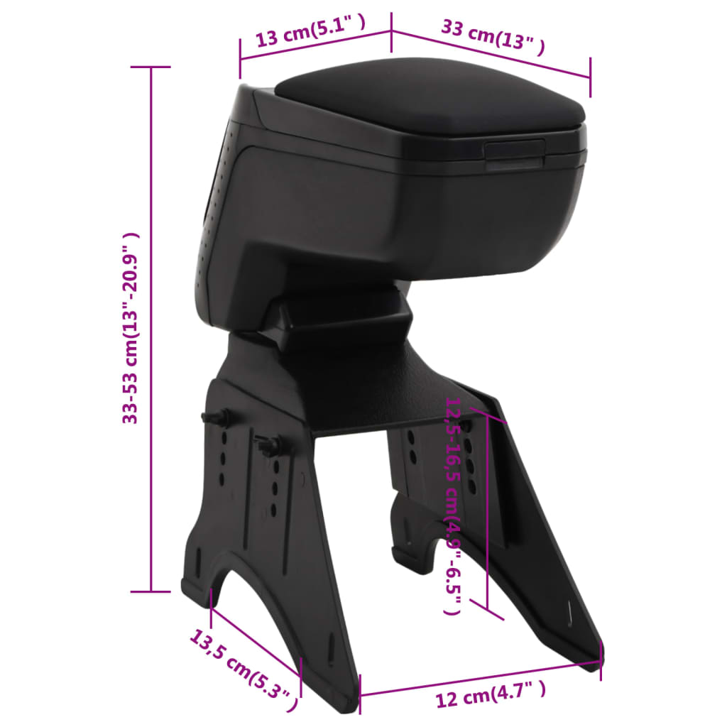 Naslon za ruke za automobil crni 13 x 33 x (33 - 53) cm ABS