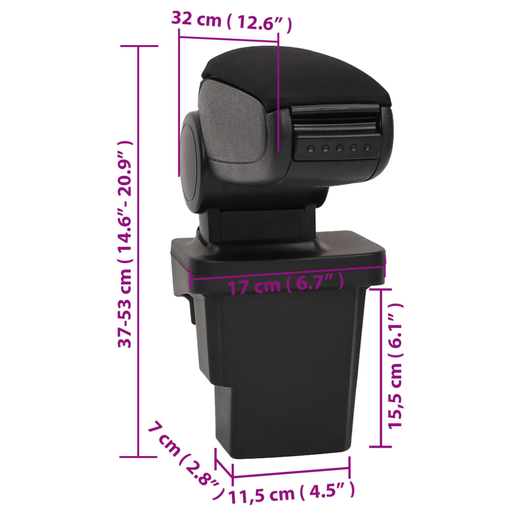 Naslon za ruke za automobil crni 17x32x(37-53) cm ABS