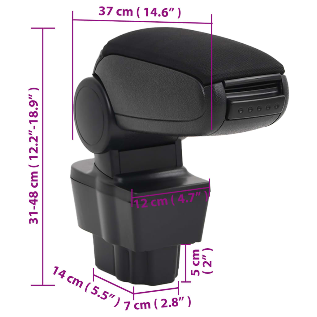 Naslon za ruke za automobil crni 12 x 37 x (31 - 48) cm ABS