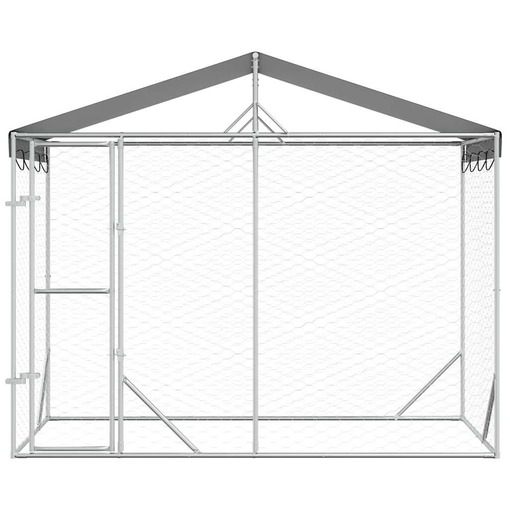 Vanjski kavez za pse s krovom srebrni 3 x 1,5 x 2,5 m čelični