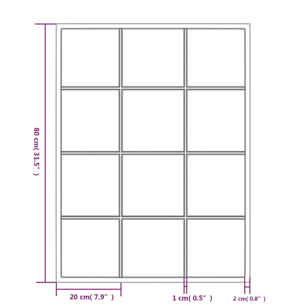 Zidna ogledala 3 kom crna 80x60 cm metalna