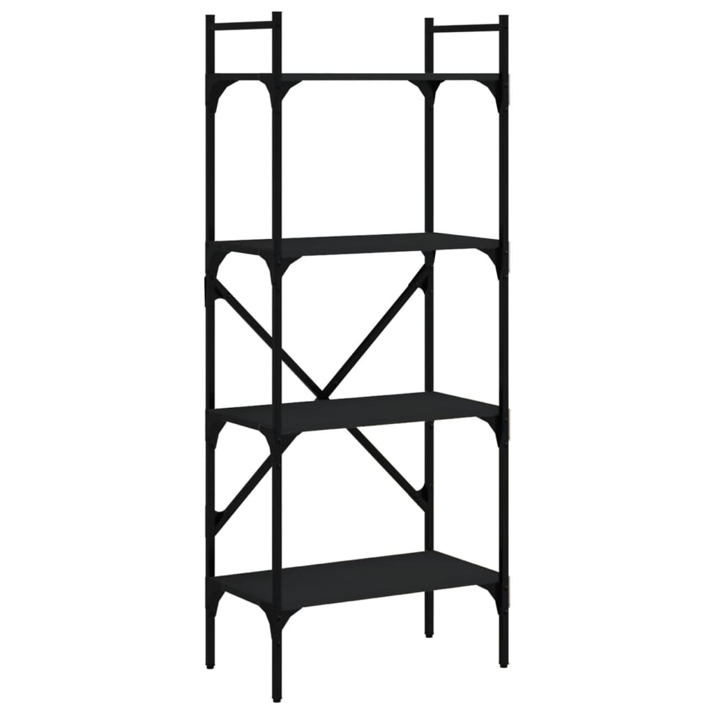 Regal za knjige 4 razine crni 56x31,5x138,5cm konstruirano drvo
