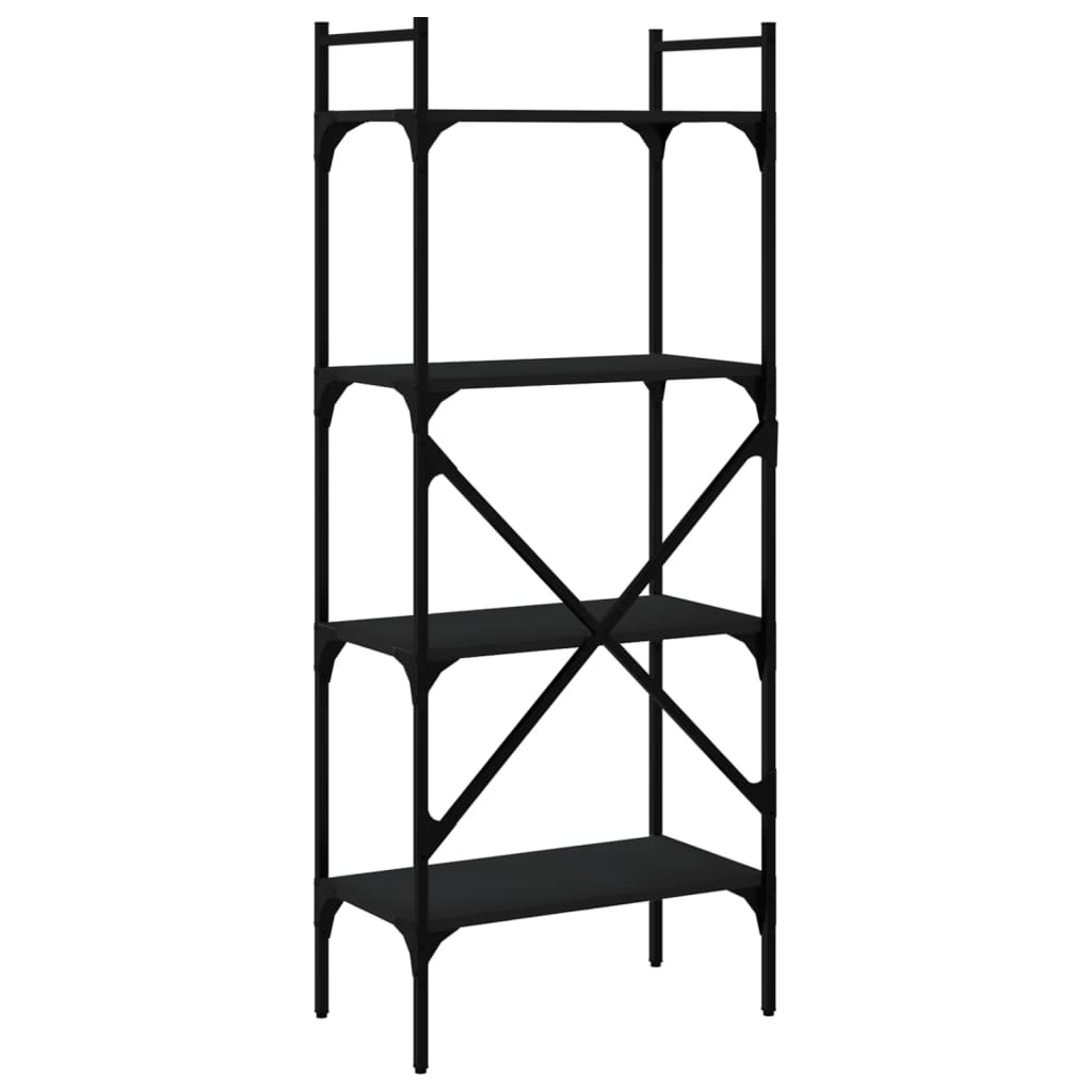 Regal za knjige 4 razine crni 56x31,5x138,5cm konstruirano drvo