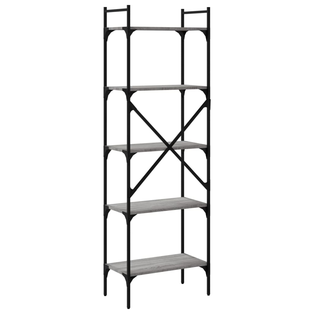 Regal za knjige 5 razina siva boja hrasta 56x31,5x174 cm drveni