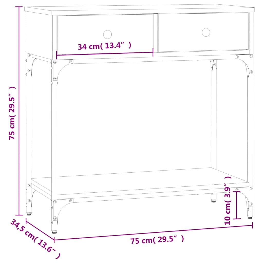 Konzolni stol crni 75 x 34,5 x 75 cm od konstruiranog drva