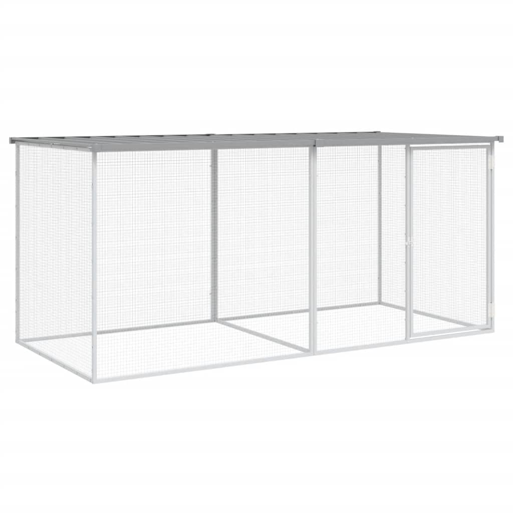 Kavez za kokoši s krovom svijetlo sivi 203x98x90 cm pocinčani čelik