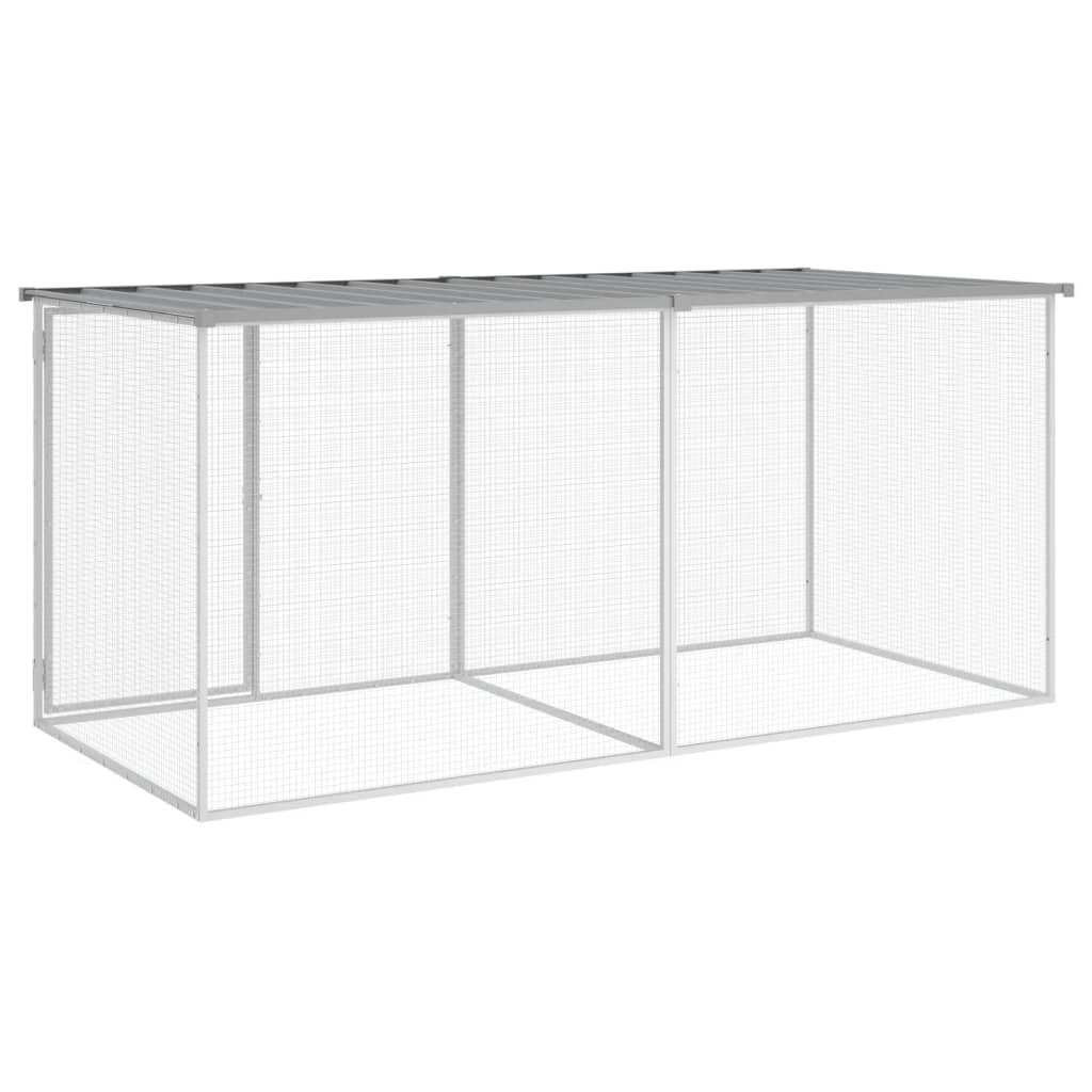 Kavez za kokoši s krovom svijetlo sivi 203x98x90 cm pocinčani čelik