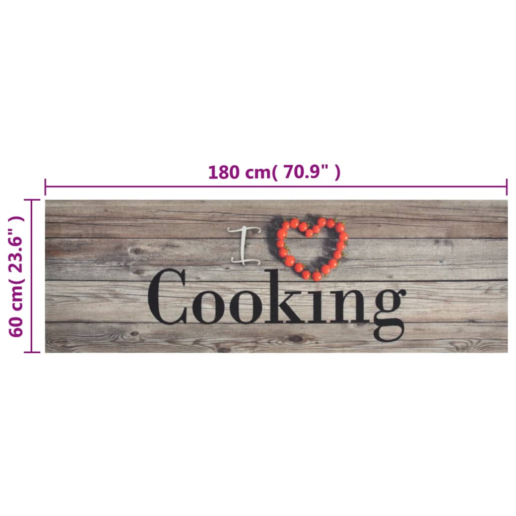 Kuhinjski tepih perivi s natpisom Cooking 60x180 cm baršunasti