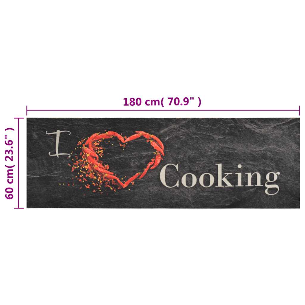 Kuhinjski tepih perivi s natpisom Cooking 60x180 cm baršunasti