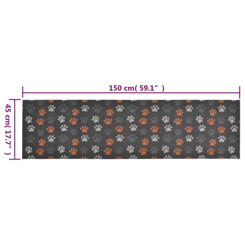 Kuhinjski tepih perivi s uzorkom šapa 45 x 150 cm baršunasti