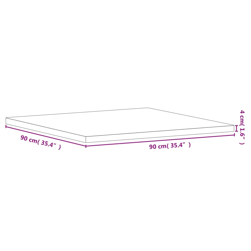 Stolna ploča 90 x 90 x 4 cm četvrtasta od masivne bukovine