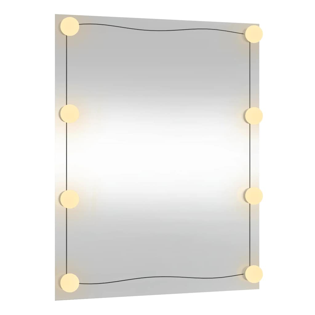Zidno ogledalo s LED svjetlima 50 x 60 cm stakleno pravokutno