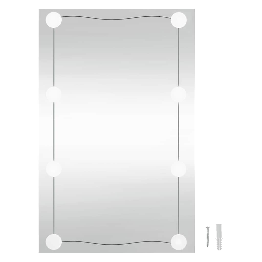 Zidno ogledalo s LED svjetlima 50 x 80 cm stakleno pravokutno