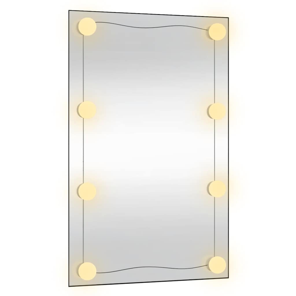 Zidno ogledalo s LED svjetlima 50 x 80 cm stakleno pravokutno