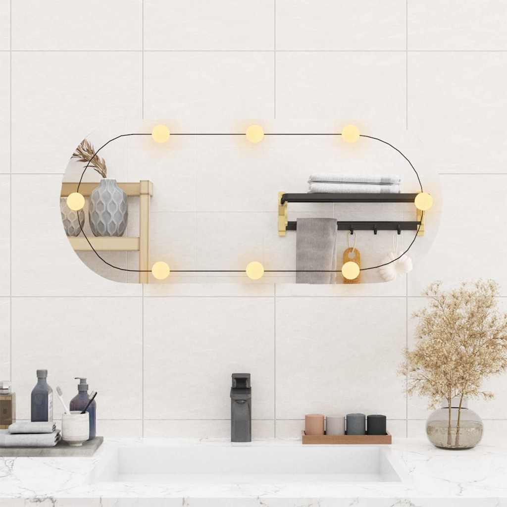Zidno ogledalo s LED svjetlima 35x80 cm stakleno ovalno