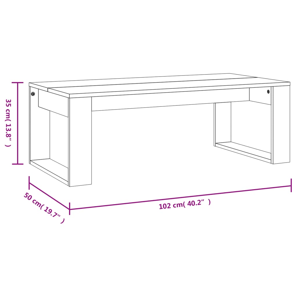 Stolić za kavu boja hrasta 102 x 50 x 35 cm konstruirano drvo