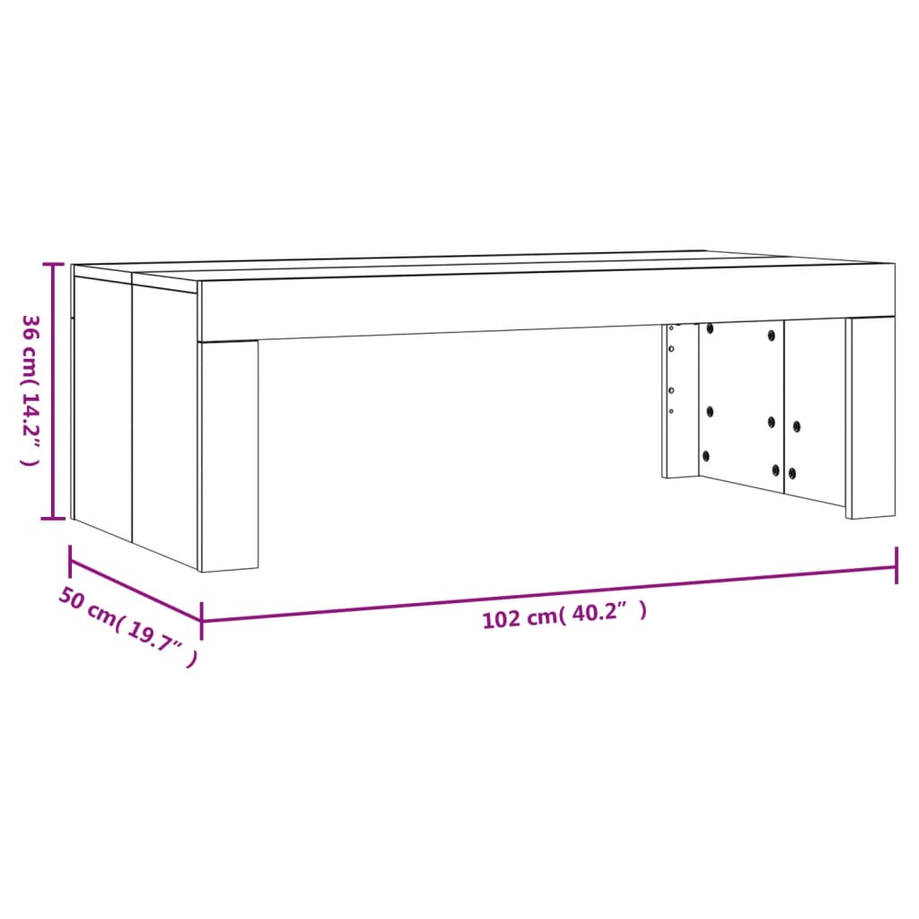 Stolić za kavu bijeli 102 x 50 x 36 cm od konstruiranog drva
