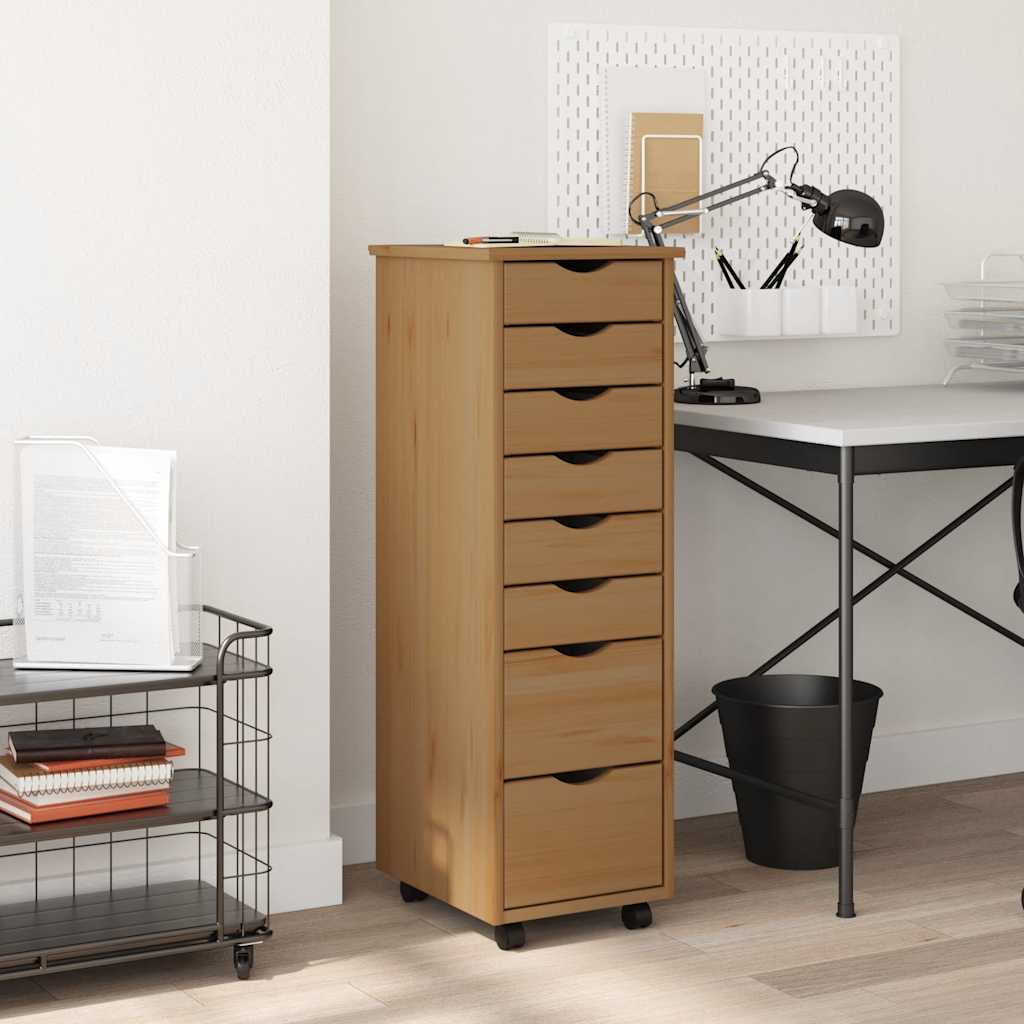 Pokretni ormarić s ladicama MOSS boja meda od masivne borovine