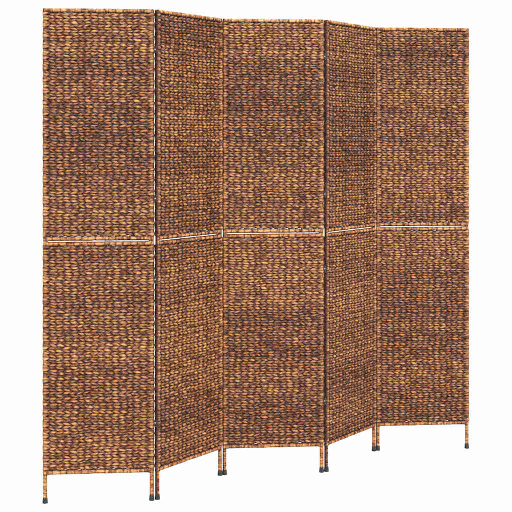 Sobna pregrada s 5 panela smeđa 205 x 180 cm od vodenog zumbula