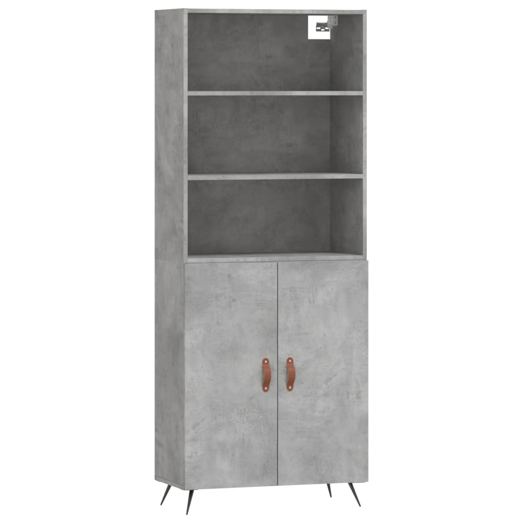 Visoka komoda siva betona 69,5x34x180 cm od konstruiranog drva