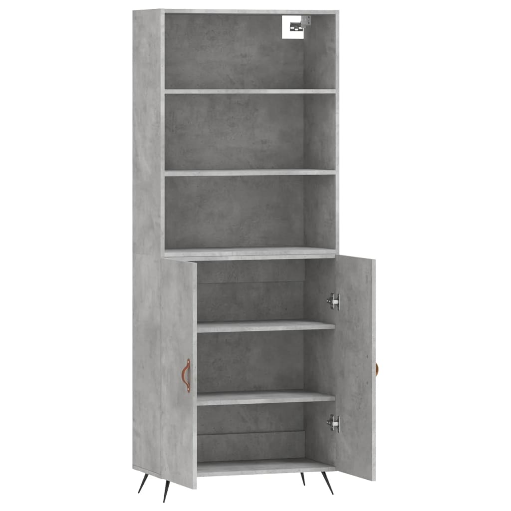 Visoka komoda siva betona 69,5x34x180 cm od konstruiranog drva