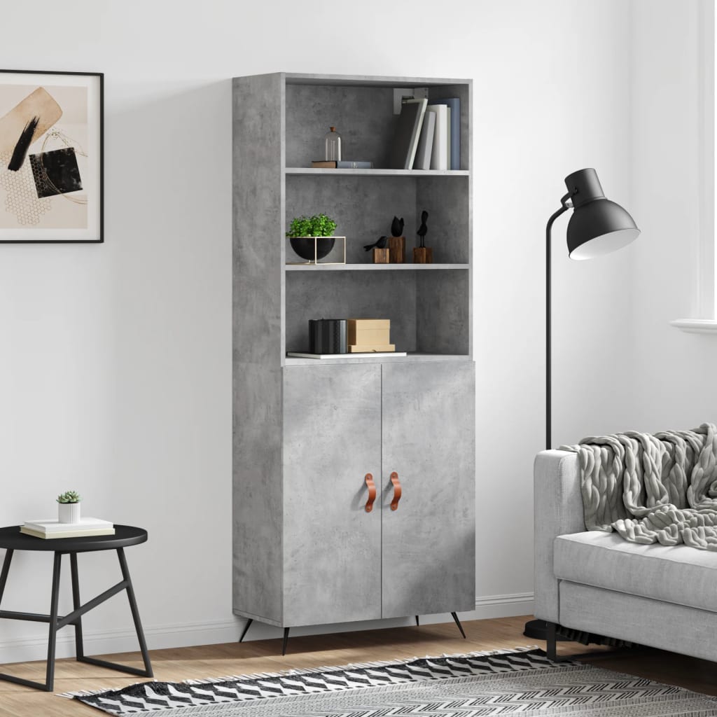 Visoka komoda siva betona 69,5x34x180 cm od konstruiranog drva