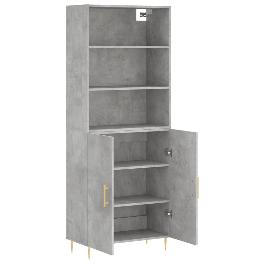 Visoka komoda siva betona 69,5x34x180 cm od konstruiranog drva