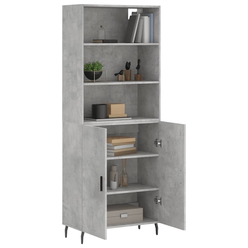 Visoka komoda siva betona 69,5x34x180 cm od konstruiranog drva