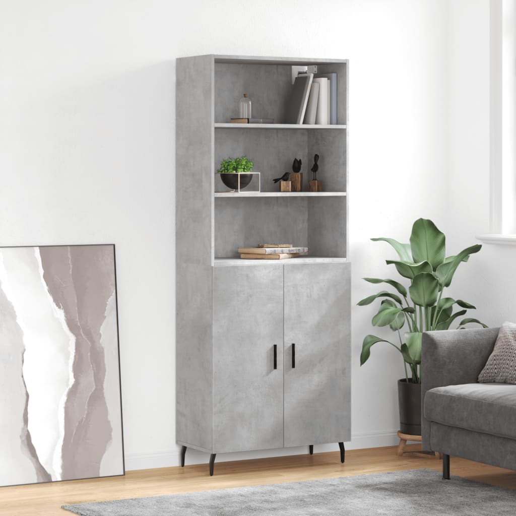 Visoka komoda siva betona 69,5x34x180 cm od konstruiranog drva