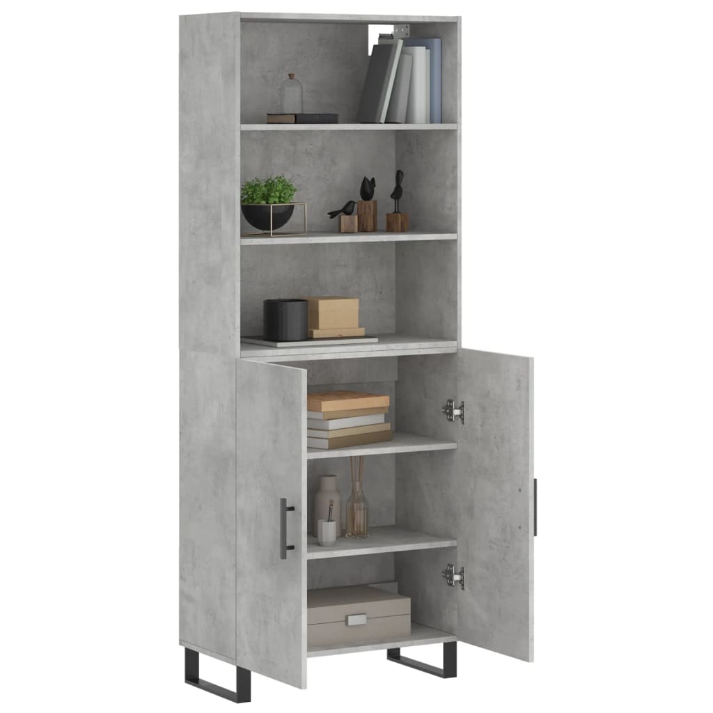 Visoka komoda siva betona 69,5x34x180 cm od konstruiranog drva