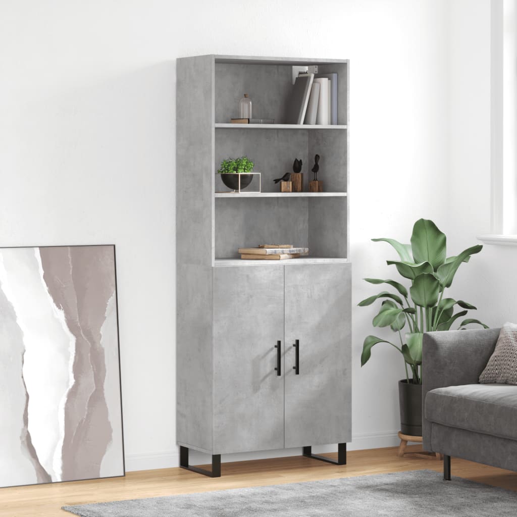 Visoka komoda siva betona 69,5x34x180 cm od konstruiranog drva