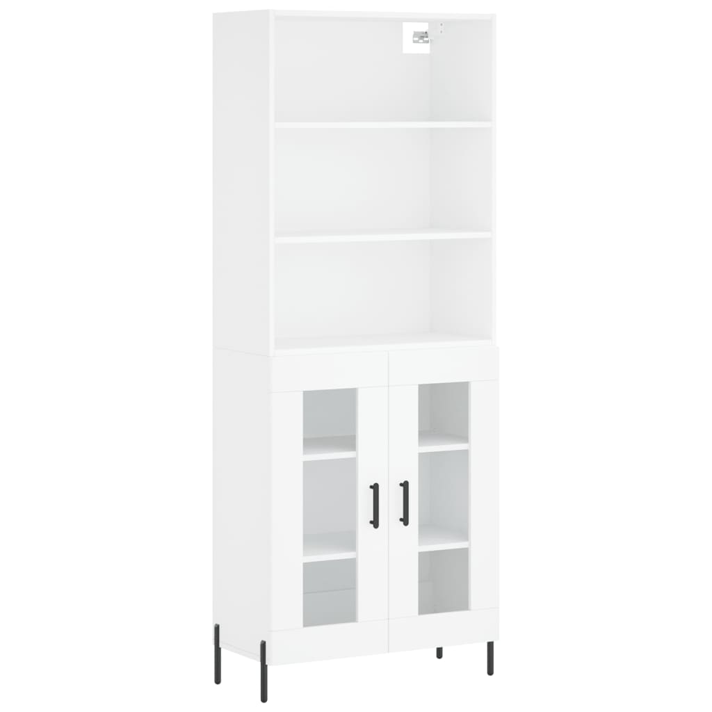 Visoka komoda bijela 69,5x34x180 cm konstruirano drvo