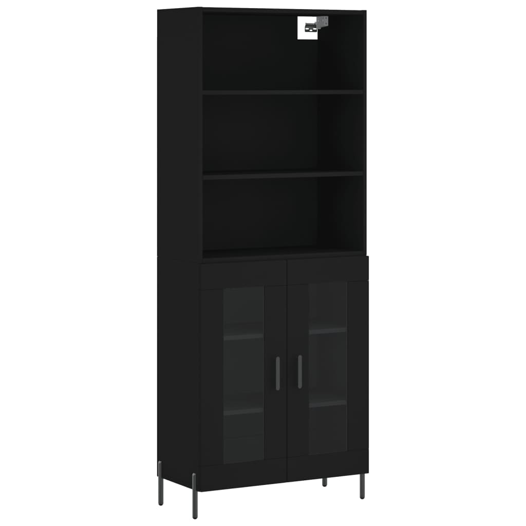 Visoka komoda crni 69,5x34x180 cm konstruirano drvo