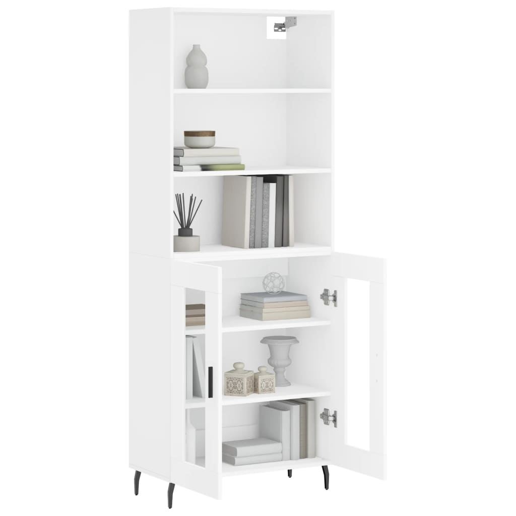 Visoka komoda bijela 69,5x34x180 cm konstruirano drvo
