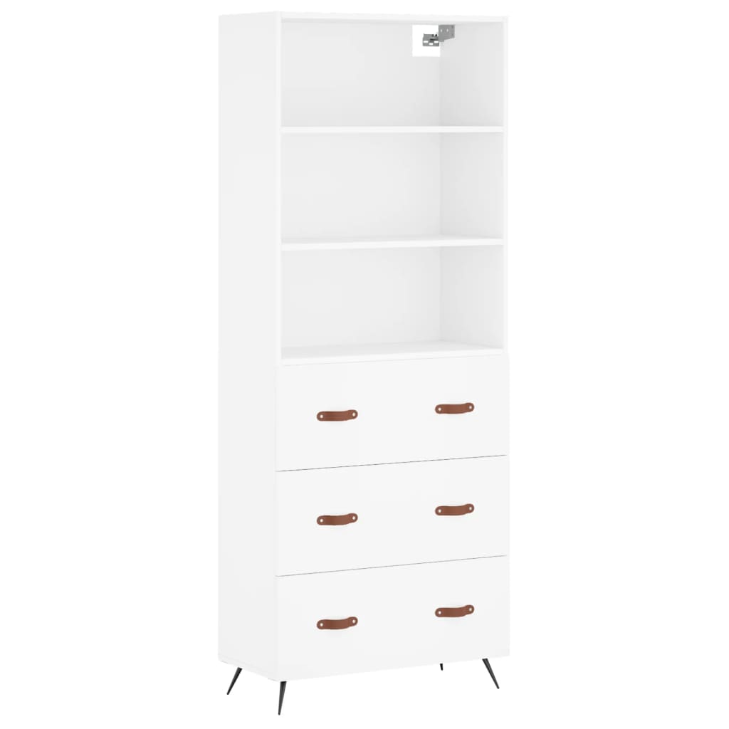 Visoka komoda bijela 69,5x34x180 cm konstruirano drvo