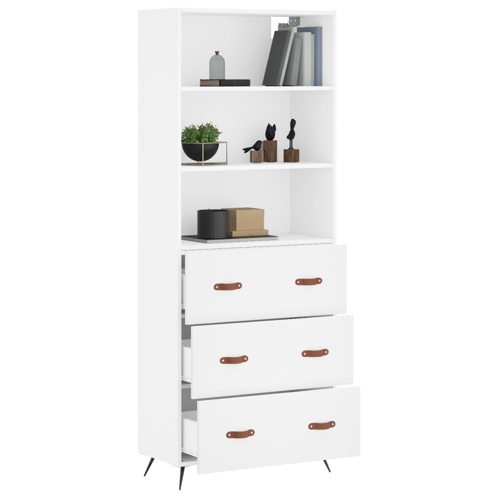 Visoka komoda bijela 69,5x34x180 cm konstruirano drvo