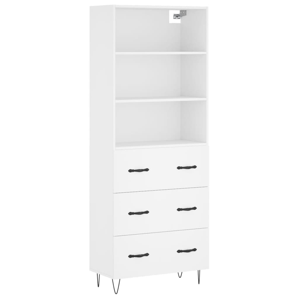 Visoka komoda bijela 69,5x34x180 cm konstruirano drvo