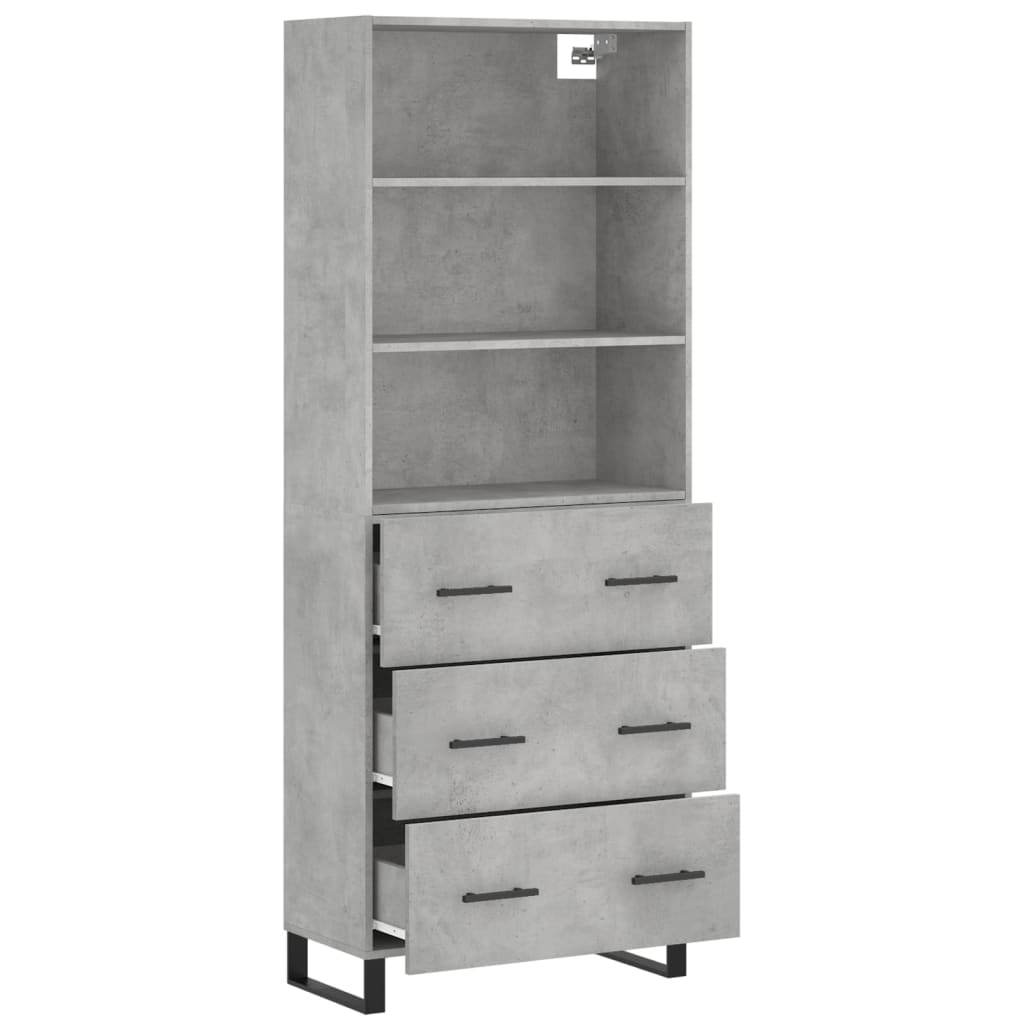 Visoka komoda siva betona 69,5x34x180 cm od konstruiranog drva