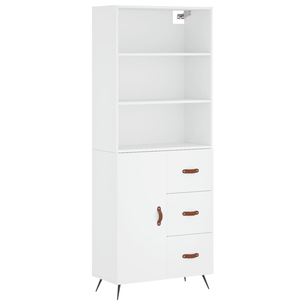 Visoka komoda bijela 69,5x34x180 cm konstruirano drvo