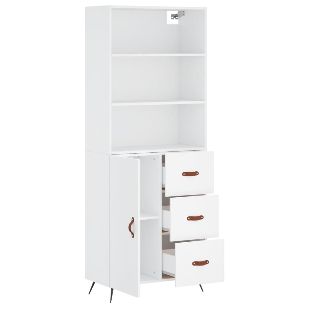 Visoka komoda bijela 69,5x34x180 cm konstruirano drvo