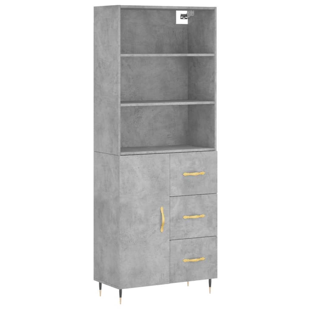 Visoka komoda siva betona 69,5x34x180 cm od konstruiranog drva