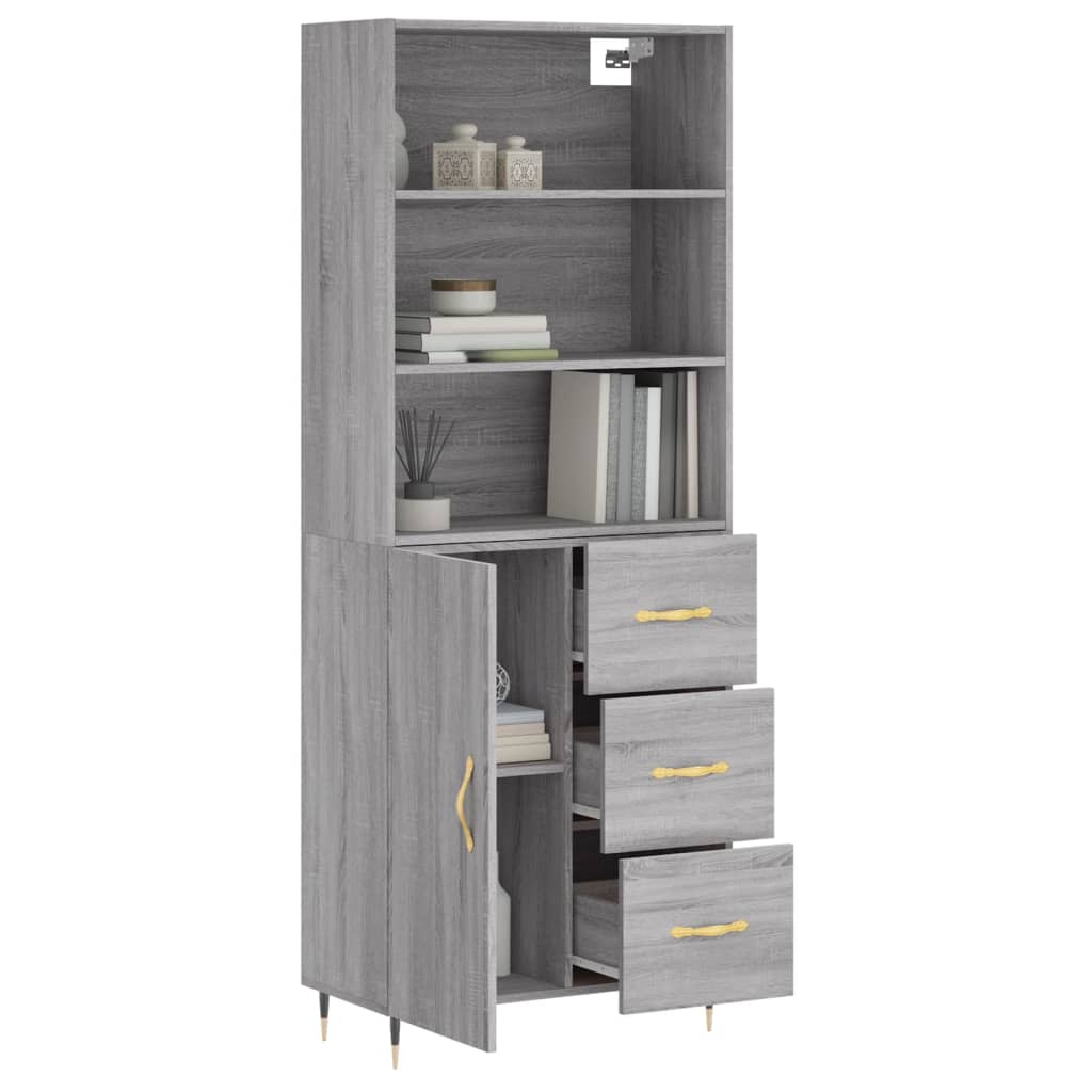 Visoka komoda siva sonome 69,5x34x180 cm od konstruiranog drva